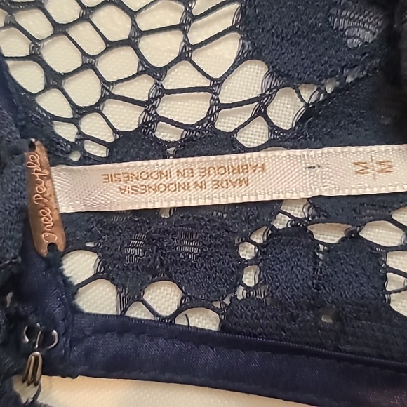 Free People Sweet Meadow Dream navy sheer lace halter top size Medium - Picture 7 of 7